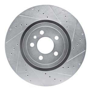 Dodge Charger Brake Rotor (1) - Front Right - R1 Concepts - Drilled & Slotted - Silver - `14-`23